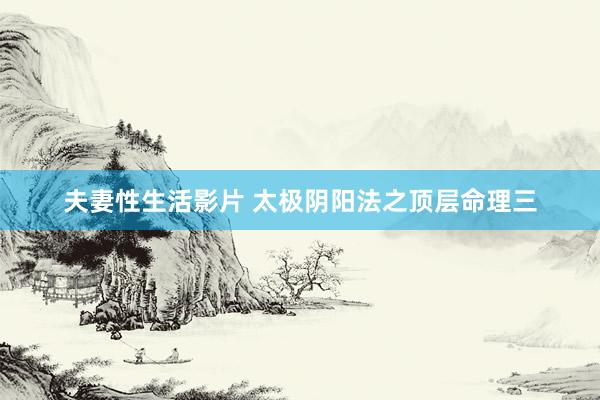 夫妻性生活影片 太极阴阳法之顶层命理三