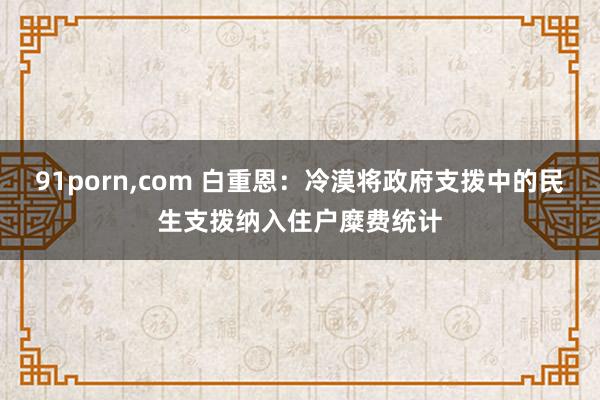 91porn，com 白重恩：冷漠将政府支拨中的民生支拨纳入住户糜费统计