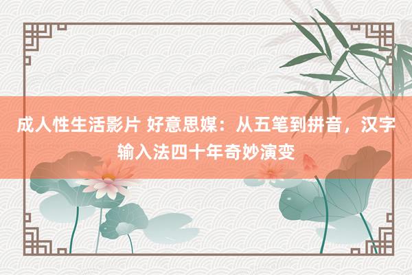 成人性生活影片 好意思媒：从五笔到拼音，汉字输入法四十年奇妙演变