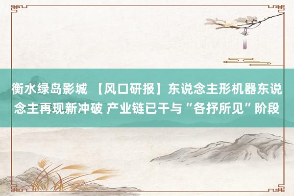 衡水绿岛影城 【风口研报】东说念主形机器东说念主再现新冲破 产业链已干与“各抒所见”阶段