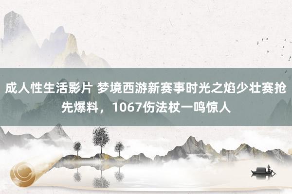 成人性生活影片 梦境西游新赛事时光之焰少壮赛抢先爆料，1067伤法杖一鸣惊人