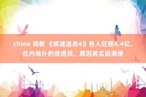chloe 调教 《疾速追杀4》各人狂揽4.4亿，在内地扑的很透顶，原因其实挺简便