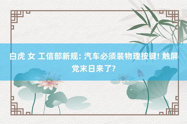 白虎 女 工信部新规: 汽车必须装物理按键! 触屏党末日来了?