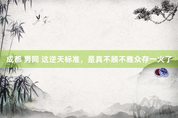 成都 男同 这逆天标准，是真不顾不雅众存一火了